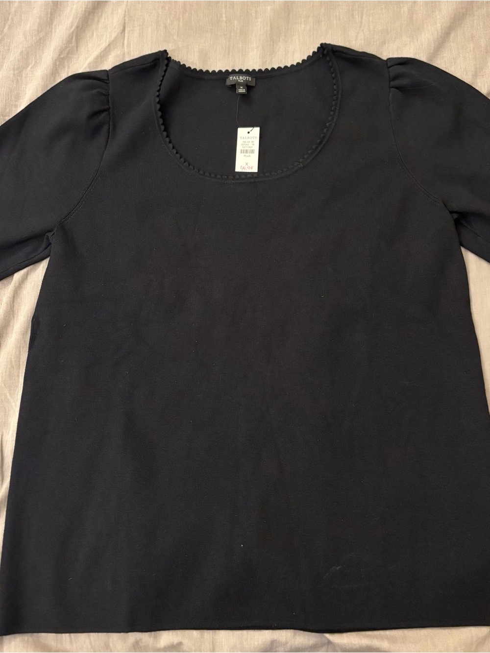 Talbots Black Scoop Neck Short Sleeve Sweater
